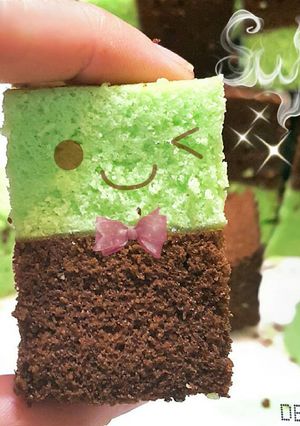 Foto resep Cake Kukus Pandan Coklat 🍃🍫