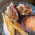 Carne rellena con papa rústica y calabacín al horno