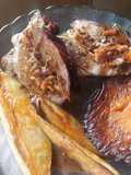 Carne rellena con papa rústica y calabacín al horno