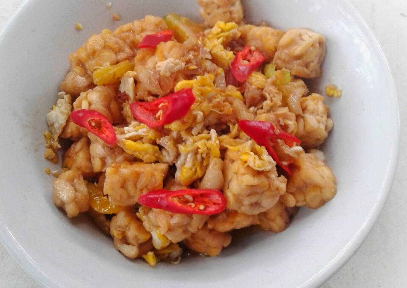 Tumis tempe telur orak arik