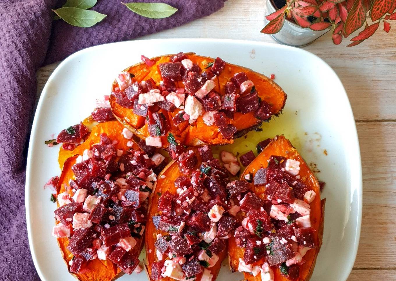 Patates douces au four, betteraves & feta