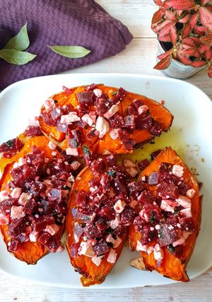 Une photo de Patates douces au four, betteraves & feta
