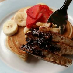 Vickys Chocolate Stuffed Pancakes, GF DF EF SF NF A picture of Vickys Chocolate Stuffed Pancakes, GF DF EF SF NF.