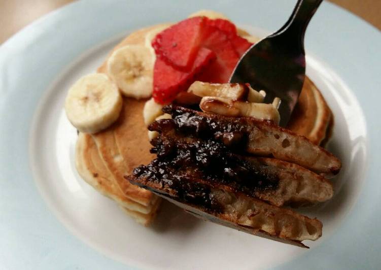 Steps to Prepare Speedy Vickys Chocolate Stuffed Pancakes, GF DF EF SF NF