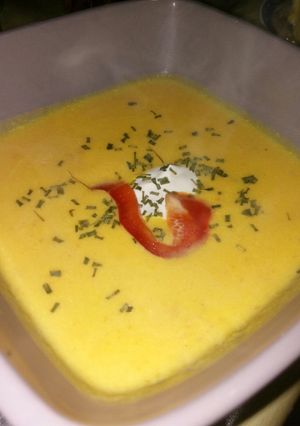 Una foto de Crema de zanahorias y jugo de naranja Katly