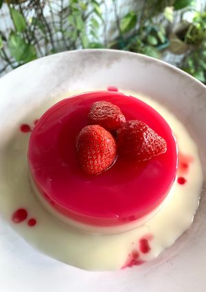 Foto resep Puding Merah Putih (Strawberry Lychee)