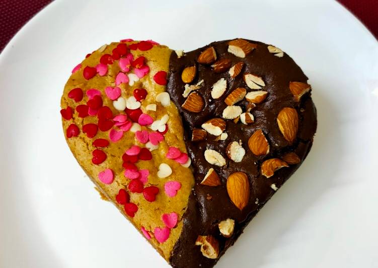 Valentine's special Vanilla-Chocolate Duo Cake (eggless) #heart