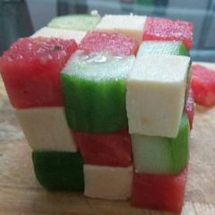 A picture of Rubik's cube salad.