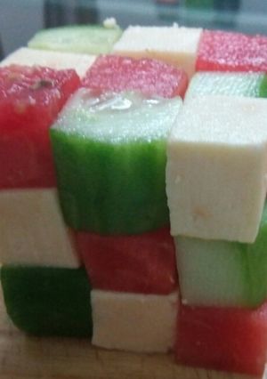 A picture of Rubik's cube salad.