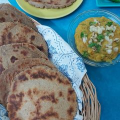 A picture of Homemade Multigrain Bhakri with Spiced Dal.