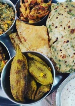 A picture of Gram flour stuffed bitter gourd(karela).
