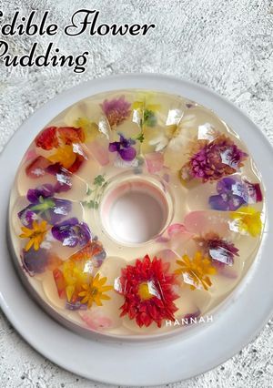 Foto resep Edible Flower Pudding