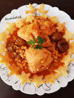 عکسی از دستور خورش مرغ و لپه 👌
