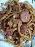 Mie Udon goreng with bakso & smoke spicy chorizo
