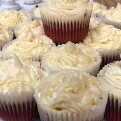 Magnolia Bakery Inspired Red Velvet Cupcakes with Cream Cheese Frosting A picture of Magnolia Bakery Inspired Red Velvet Cupcakes with Cream Cheese Frosting.