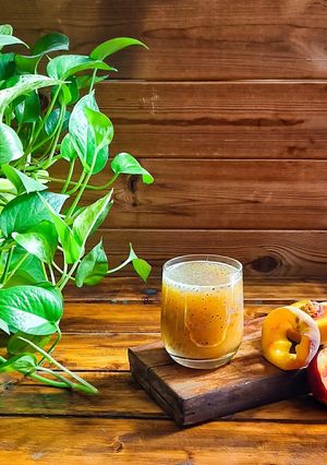 عکسی از دستور شربت هلو با تخم شربتی🍀