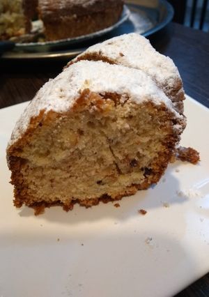 Una foto de Budín de banana chocolate y almendras