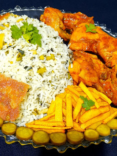 عکسی از دستور سبزی پلو با مرغ(مرغ آبپز_پلو)