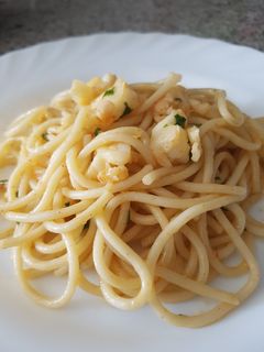 Una foto de Espaguetis con langostinos
