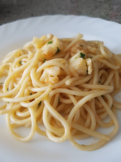 Una foto de Espaguetis con langostinos