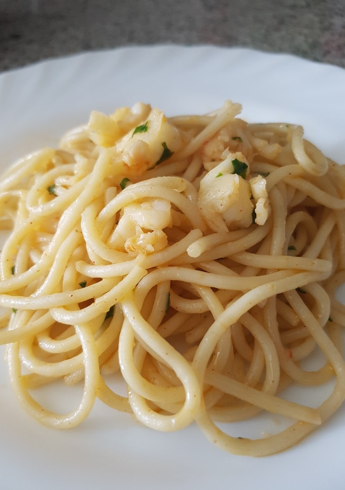 Una foto de Espaguetis con langostinos
