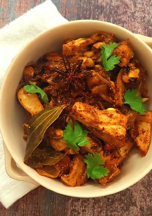 A picture of Kathal (Jackfruit) sabzi Dry.