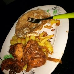 A picture of Grilled chicken with arish and egg.