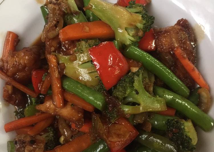 Resep Ayam lada hitam saori + sayuran yang mudah
