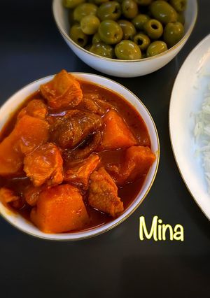 عکسی از دستور خورشت کدو حلوایی با مرغ