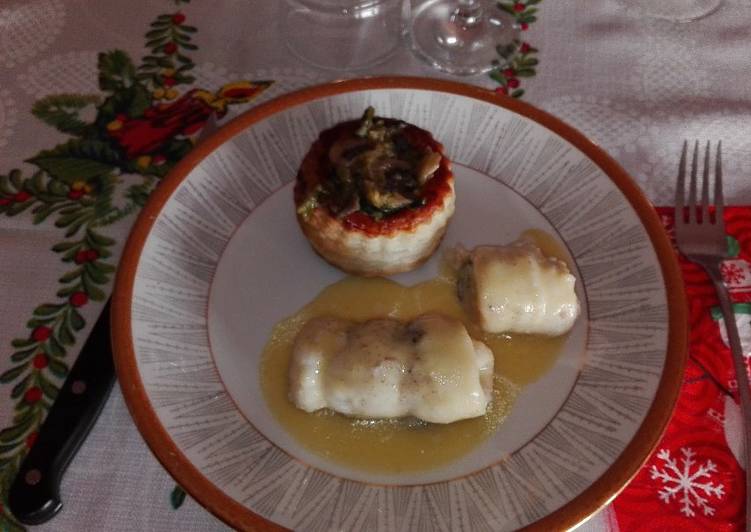 Rollitos de rape con gambas y salsa de naranja con Thermomix