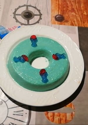 Una foto de Flan Pitufo