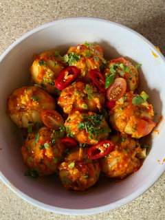 A picture of Stuffed baked potato flowers.