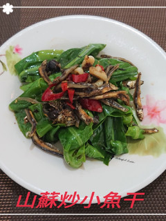 山蘇炒小魚干(簡單料理) 的食譜成品照片