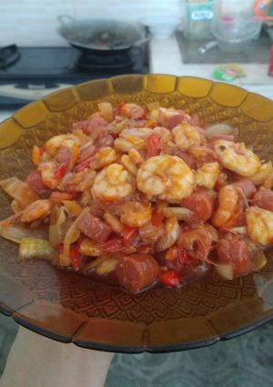 Foto resep Udang Sosis Asam Manis Sederhana