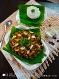 Fried garlic raw banana poriyal with rice