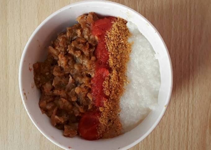 Mpasi 8m+ - bubur balado udang terong ungu plus tempe