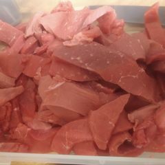 A picture of Deer/beef jerky trial #1.