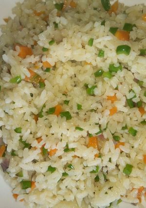 A picture of Capsicum and carrot buttered rice.