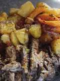 Tapa de nalga novillo mechada. Con papas y zapallo