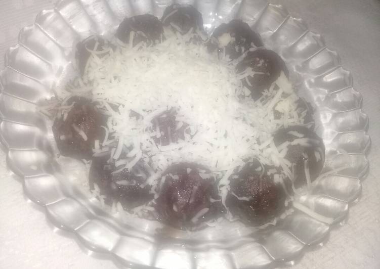 Bola2 ubi ungu isi coklat lumer meleleh