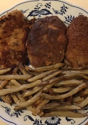 A picture of California Farm Pork Loin with French Fries.