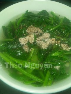 Hình của món Canh Cải Bó Xôi Nấu Thịt Bằm.