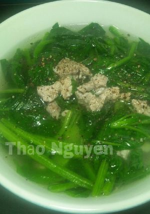 Hình của món Canh Cải Bó Xôi Nấu Thịt Bằm.
