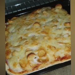 A picture of Square sausage pizza.