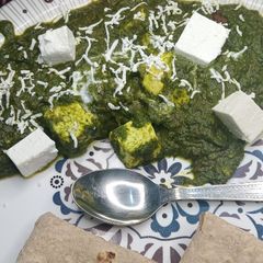 A picture of Spinach (palak paneer) 💚☘️😋.