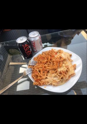 صورة لوصفة المعكرونه مع الجبنه 🍝
