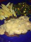 Beef steak with mushroom sauce