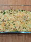 Pastel de gambas, ajetes y espárragos fit