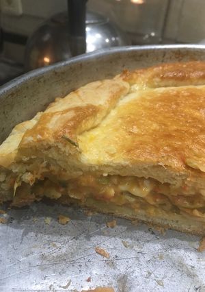 Una foto de Torta de puerro y queso