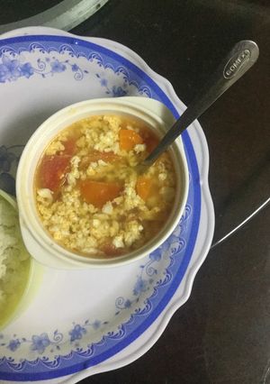 Hình của món Canh tàu hủ trứng cà rốt cà chua.